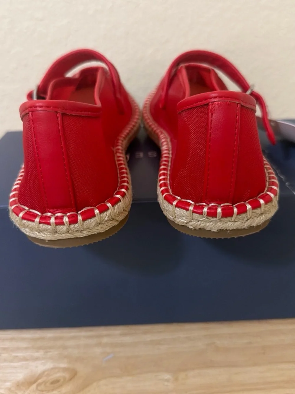 Women's Red Mary Jane Espadrilles with Strap